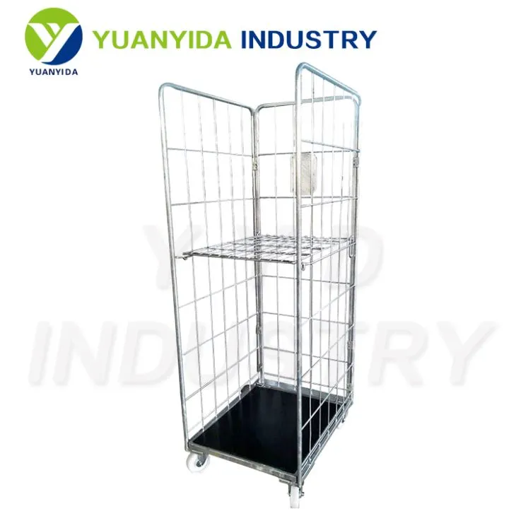 3-Sided Hot Galvanized Roll Container With Plywood Floor